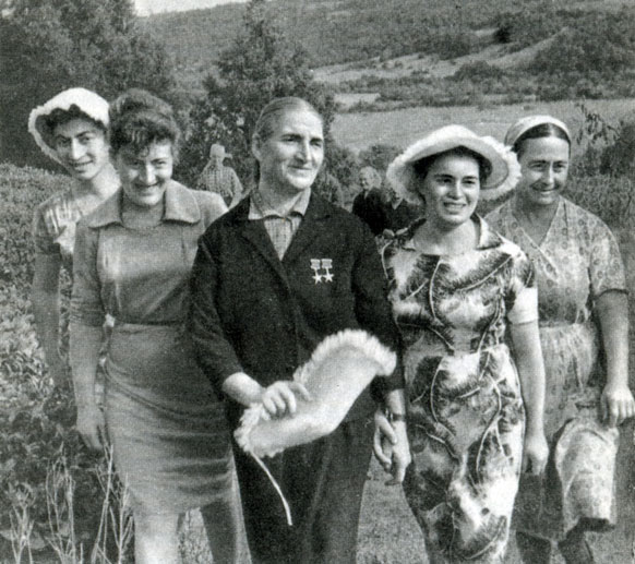 Знатный чаевод Тамара Купуния (в центре) с подругами